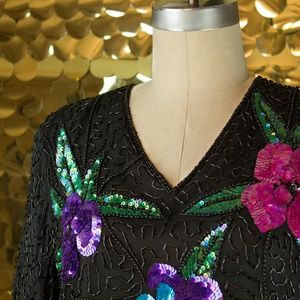 Floral Stenay S/S Sequin+Beaded Top